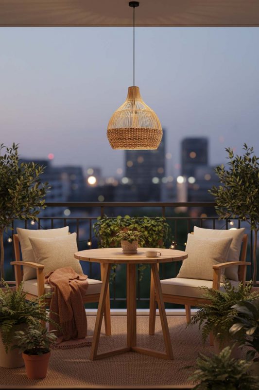 Balcony Bottom Tan Brown Rattan Pendant Light - Sunset Chill Vibes