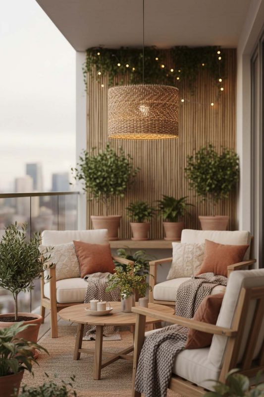 Balcony Brown Rattan Drum Lamp Shade - Small But Stunning