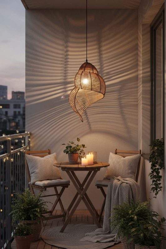 Balcony Brown Rattan Spiral Pendant Light - Warm Evening Glow