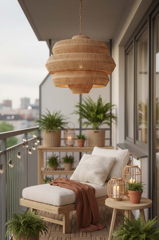 Balcony Brown Tiered Rattan Chandelier - Sunset Chill Vibes