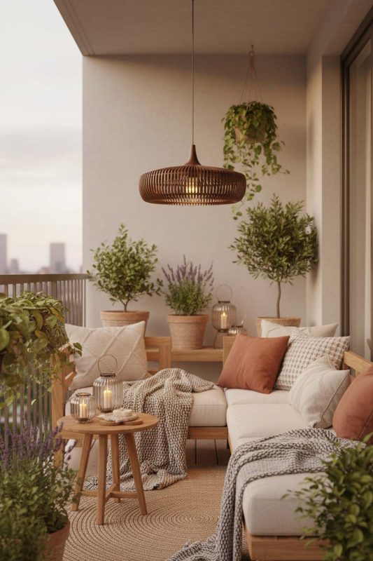 Balcony Coffee Bentwood Pendant Light - Romantic Outdoor Corner