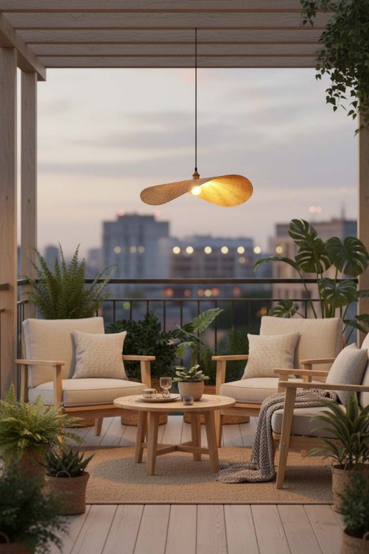 Balcony Flat Rattan Pendant Light - Sunset Chill Vibes