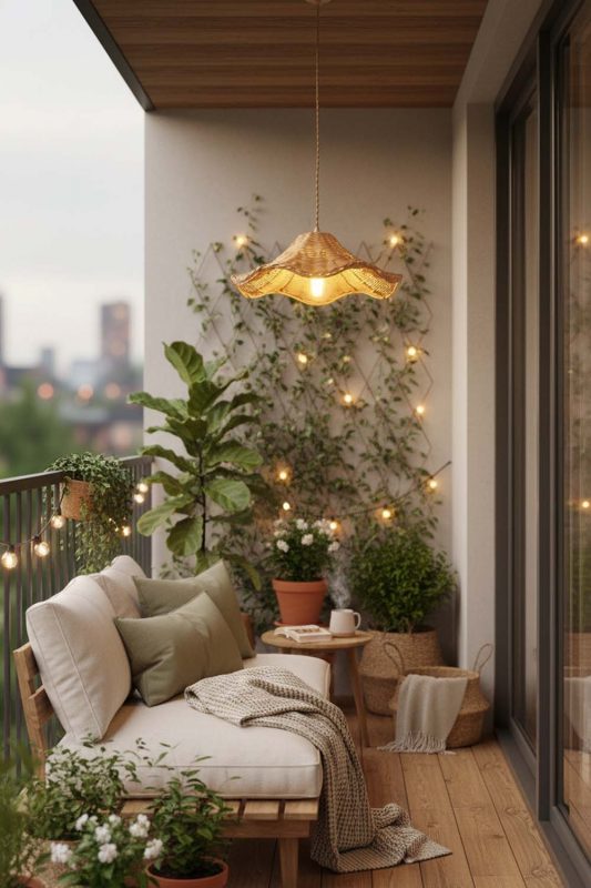 Balcony Floral Rattan Pendant Light - Warm Evening Glow
