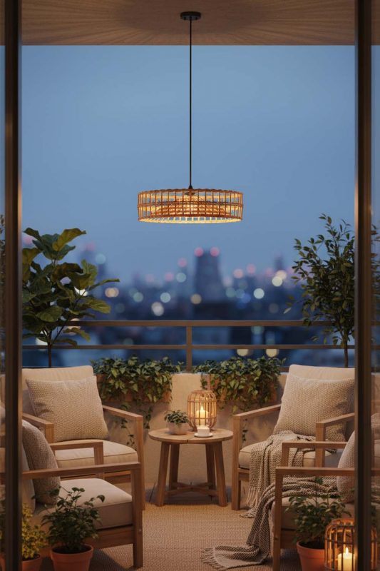 Balcony Halo Wicker Rattan Pendant - Cozy & Relaxing