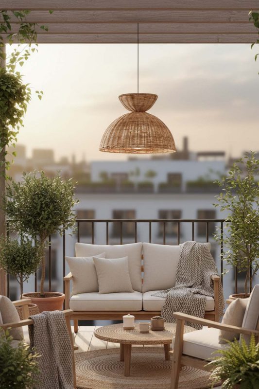 Balcony Hourglass Rattan Pendant Light - Warm Evening Glow