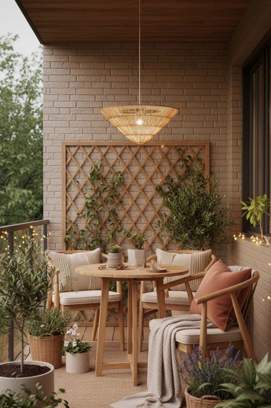 Balcony Inverted Pyramid Rattan Pendant Light - Cozy & Relaxing