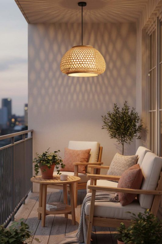 Balcony Lattice Bamboo Pendant Light - Sunset Chill Vibes