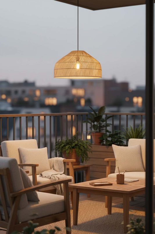 Balcony Natural Rattan Wide Dome Pendant Light - Small But Stunning