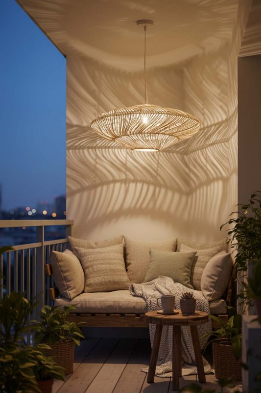Balcony Natural Ufo Shades Rattan Lamp - Romantic Outdoor Corner