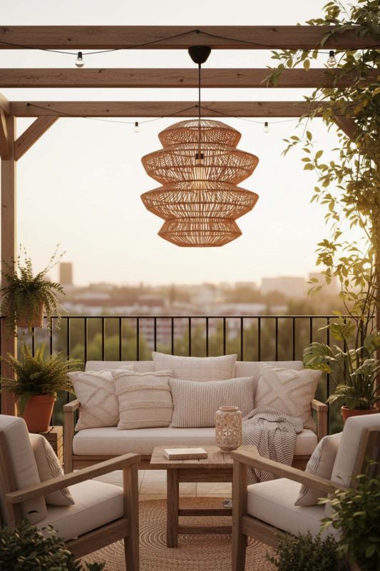 Balcony Rattan Accordion Pendant Light - Small But Stunning