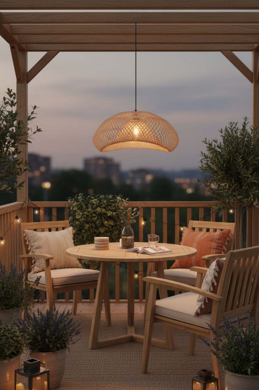 Balcony Rattan Diamond Pendant Light - Romantic Outdoor Corner