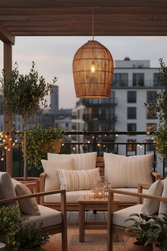 Balcony Rattan Dome Pendant Light - Romantic Outdoor Corner