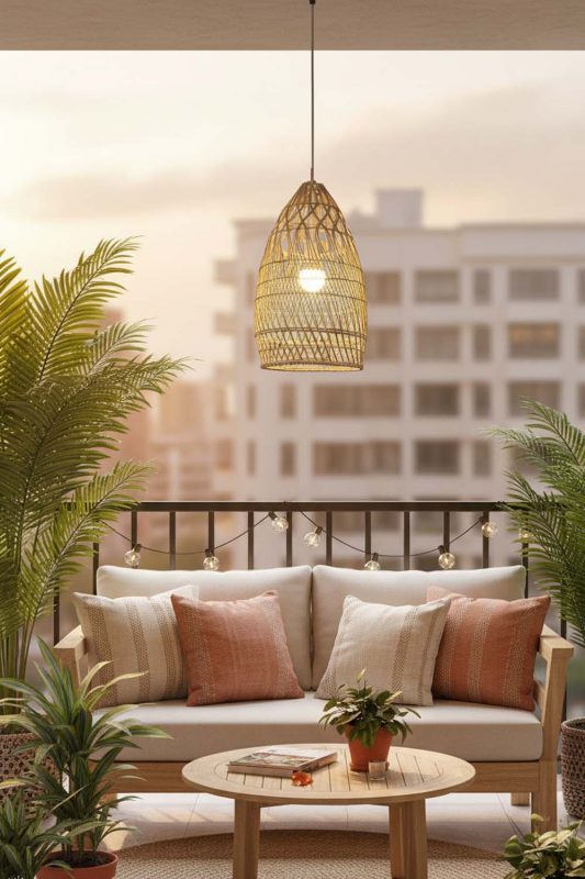 Balcony Rattan Egg-shaped Pendant Light - Cozy & Relaxing