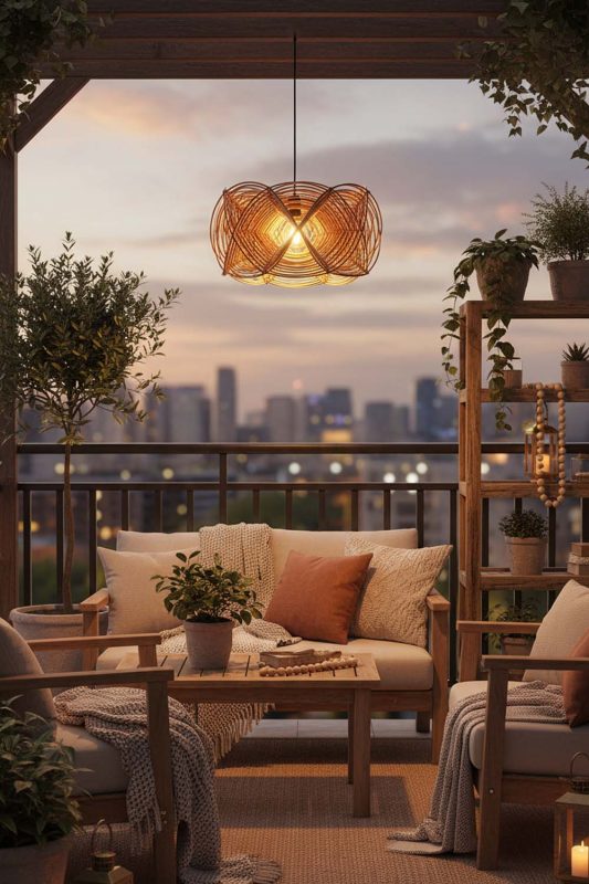 Balcony Rattan Linear Pendant Light - Sunset Chill Vibes