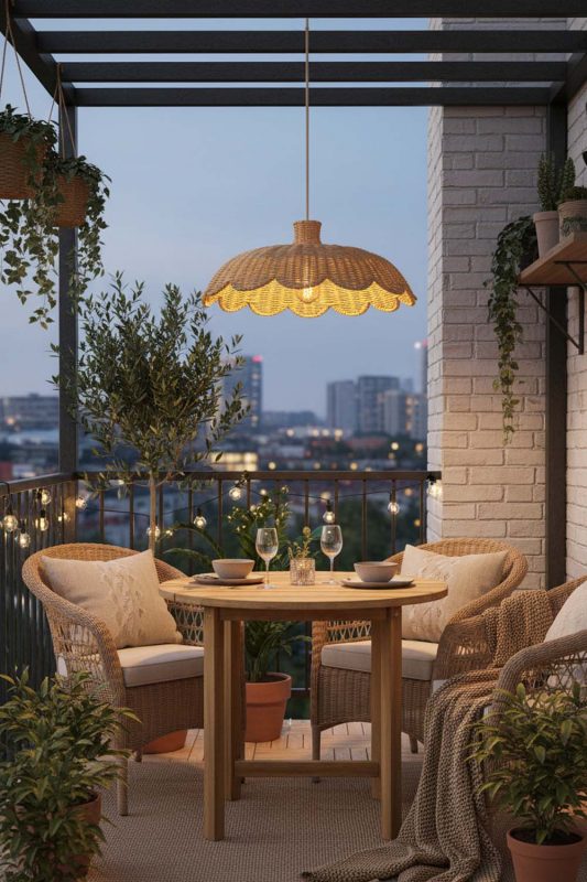 Balcony Rattan Scalloped Lampshade - Small But Stunning