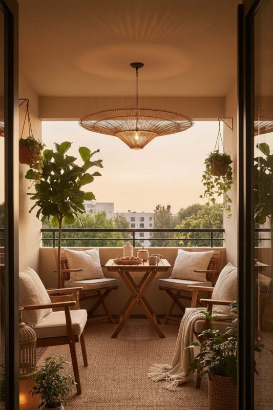 Balcony Rattan Umbrella Pendant Light - Cozy & Relaxing