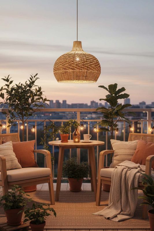 Balcony Red Orange Rattan Pendant Light - Small But Stunning
