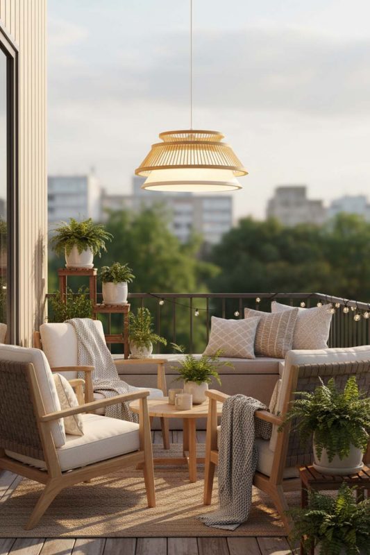 Balcony Round Shade Bamboo Light - Cozy & Relaxing