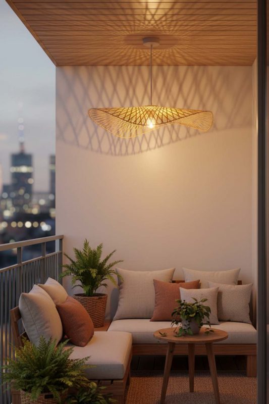 Balcony Single Bamboo Lotus Leaf Pendant Light - Romantic Outdoor Corner