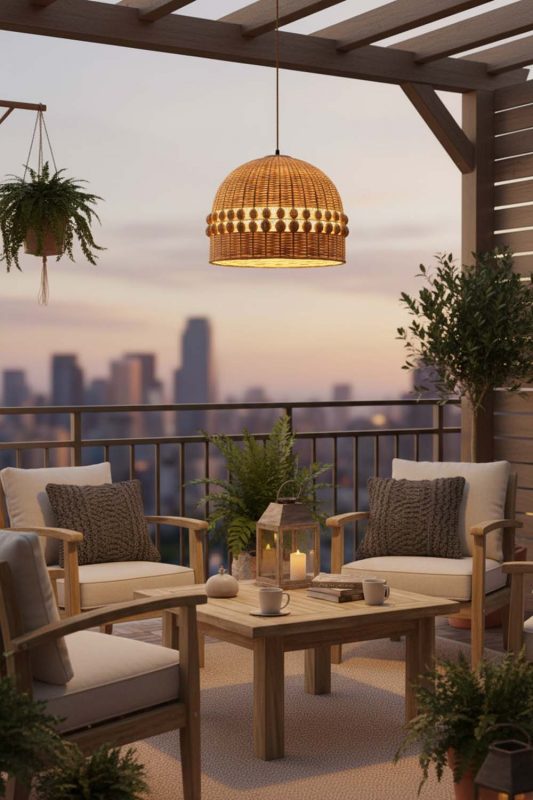 Balcony Small Bamboo Bell Pendant Light - Romantic Outdoor Corner