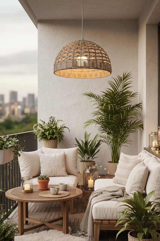 Balcony Small Rattan Dome Pendant - Romantic Outdoor Corner
