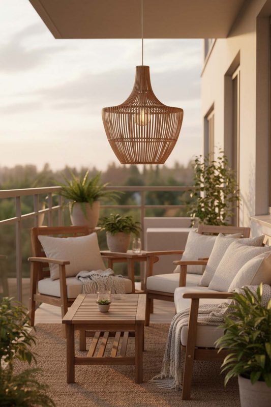Balcony Special Geometric Bamboo Pendant Light - Warm Evening Glow