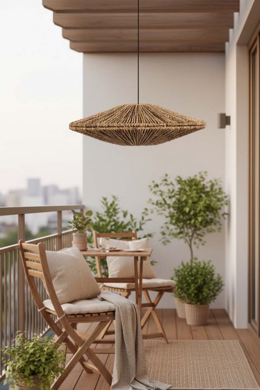 Balcony Ufo Hemp Rope Pendant Light - Cozy & Relaxing