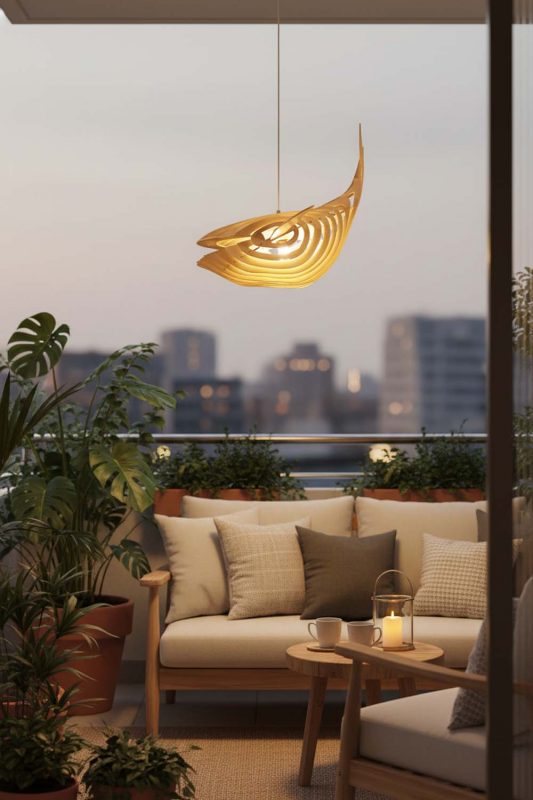 Balcony Whale Wood Pendant Light - Small But Stunning