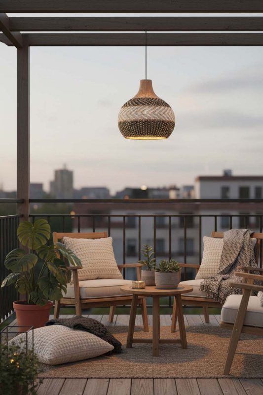 Balcony White Gray Rattan Pendant Light - Cozy & Relaxing