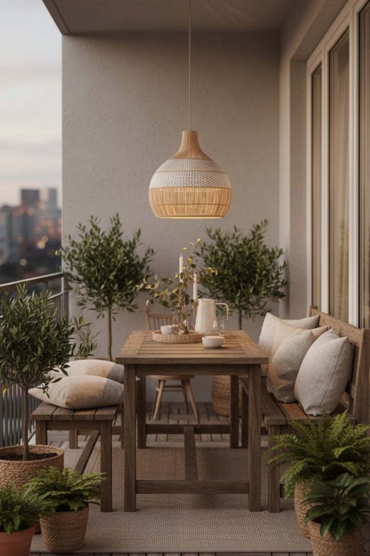 Balcony White Rattan Pendant Light - Warm Evening Glow