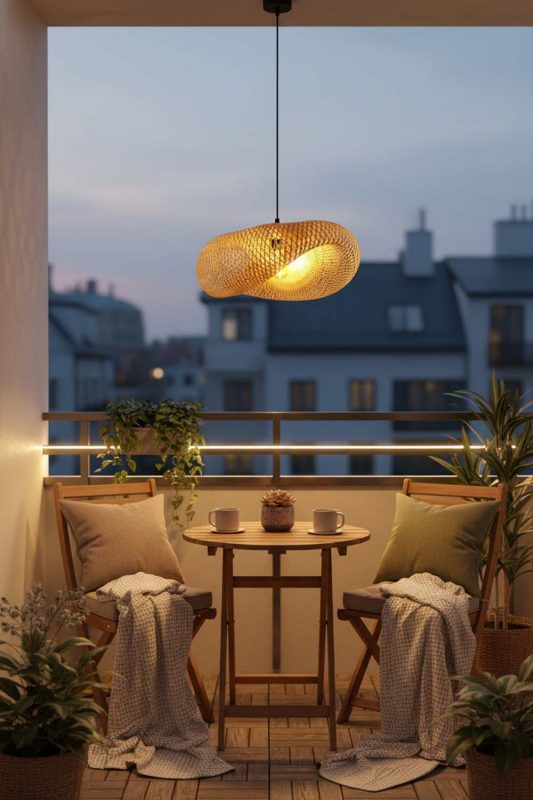 Balcony Wicker Bird Nest Pendant Light A - Warm Evening Glow
