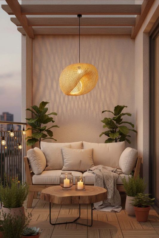 Balcony Wicker Bird Nest Pendant Light B - Cozy & Relaxing
