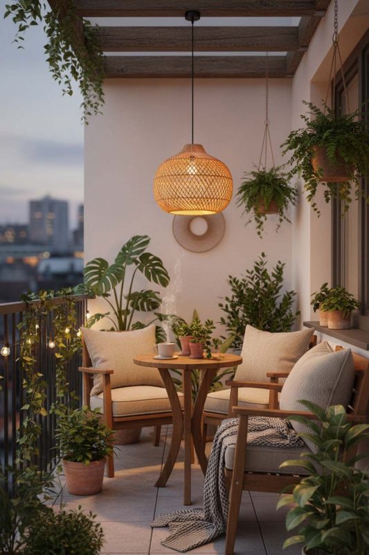 Balcony Wicker Swag Lamp - Cozy & Relaxing