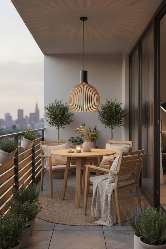 Balcony Wood Cage Pendant Light - Warm Evening Glow