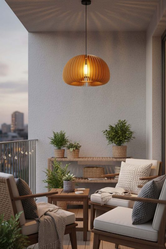 Balcony Wood Slat Pendant Light - Sunset Chill Vibes