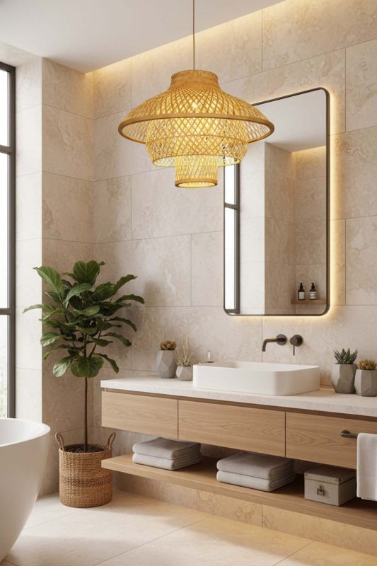Bathroom Bamboo 3 Layered Pendant Light - Calm & Luxurious