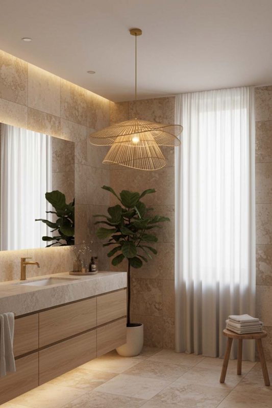 Bathroom Bamboo 3 Tier Pendant Light - Minimal & Modern