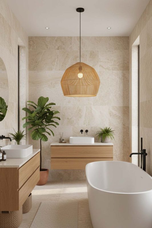 Bathroom Bamboo Cage Pendant Light B - Calm & Luxurious