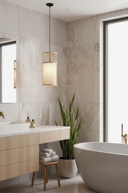 Bathroom Bamboo Cylinder Pendant Light - Calm & Luxurious