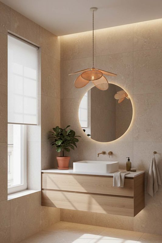 Bathroom Bamboo Petal Pendant Light - Calm & Luxurious