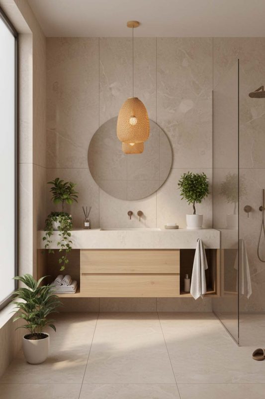 Bathroom Bamboo Raindrop Pendant Light - Spa-like Ambience