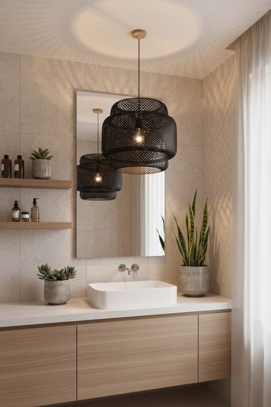Bathroom Black Bamboo Sinnerlig Pendant Lamp - Calm & Luxurious