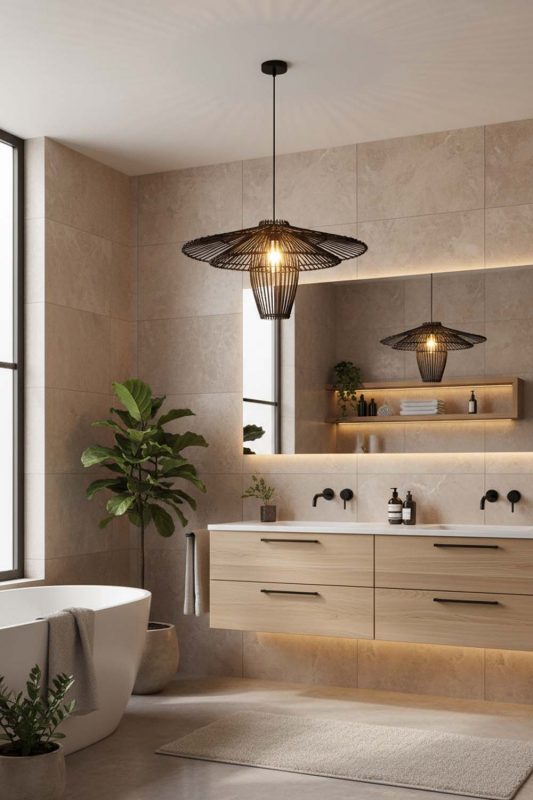 Bathroom Black Bamboo Starburst Pendant Light - Clean & Refreshing
