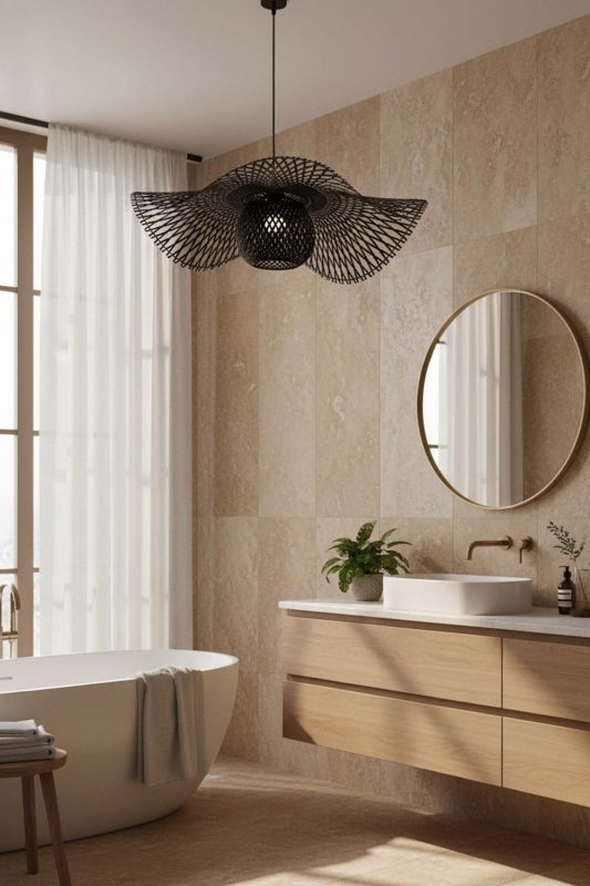 Bathroom Black Lotus Bamboo Pendant Light - Clean & Refreshing