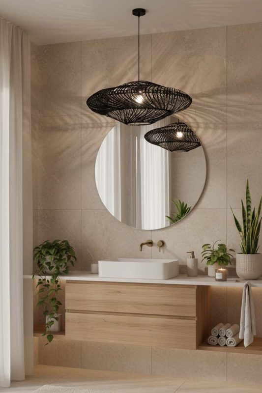 Bathroom Black Ufo Shades Rattan Lamp - Bright & Elegant