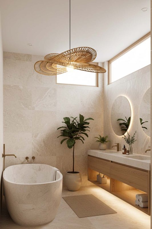 Bathroom Double Wing Wicker Pendant - Clean & Refreshing