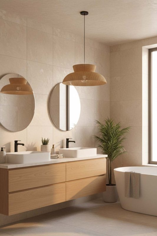 Bathroom Highland Rattan Pendant Light - Bright & Elegant