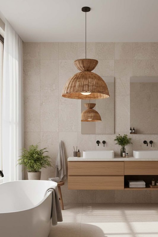 Bathroom Hourglass Rattan Pendant Light - Calm & Luxurious
