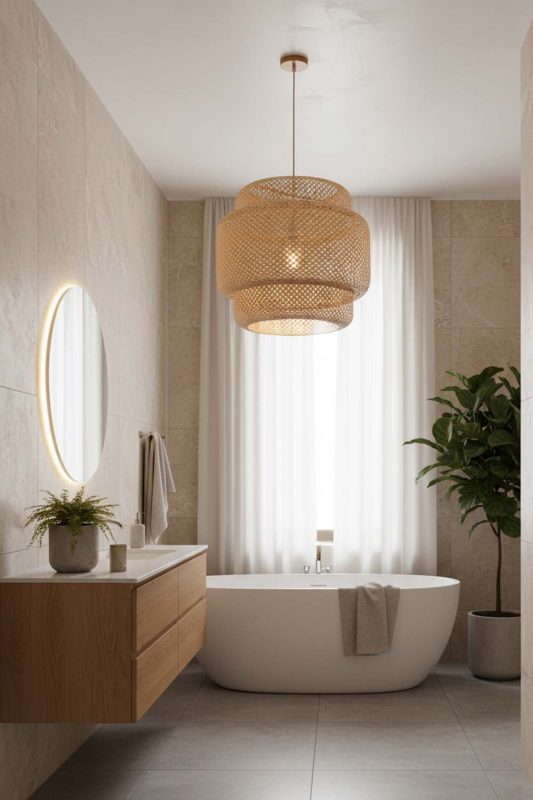 Bathroom Natural Bamboo Sinnerlig Pendant Lamp - Clean & Refreshing