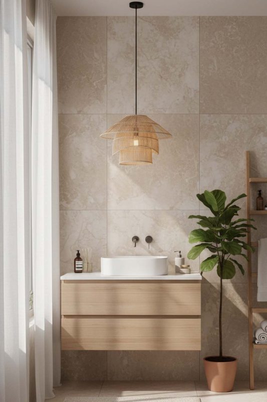 Bathroom Pagoda Shape Bamboo Pendant Light - Bright & Elegant
